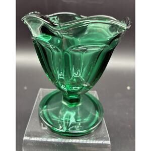 Anchor Hocking Emerald Green Glass Sundae Dish - 4" x 3.5" Vintage